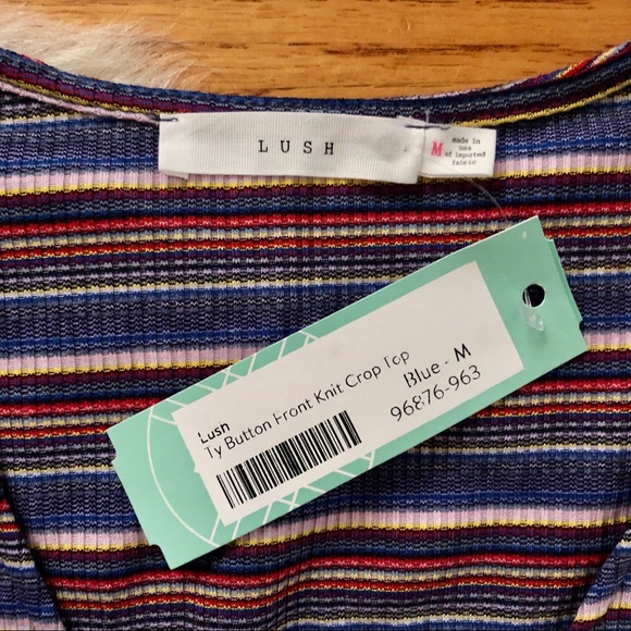 Lush Ty Button Front Knit Crop Top - Med - Picture 5 of 5